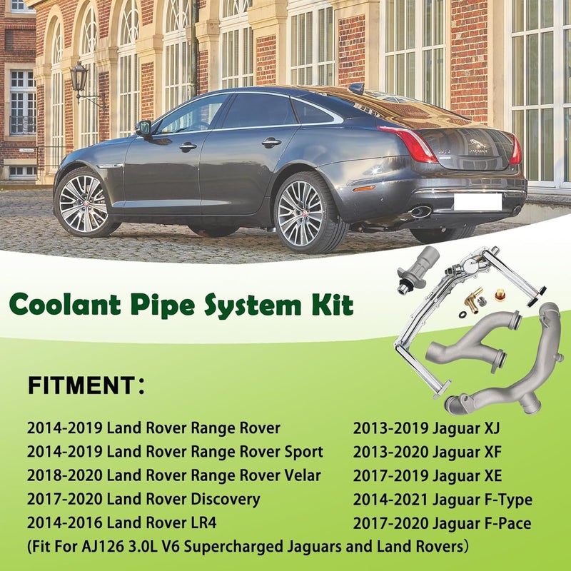 omoZone Upgraded Metal Coolant Water Pipe System Kit Compatible with Land Rover Range Rover Sport LR4,Jaguar XF XJ XE 3.0L V6 Replaces LR075991 LR092992 LR028136 LR049990 - Image 3